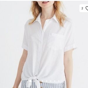 Madewell tie front shirt sleeve blouse